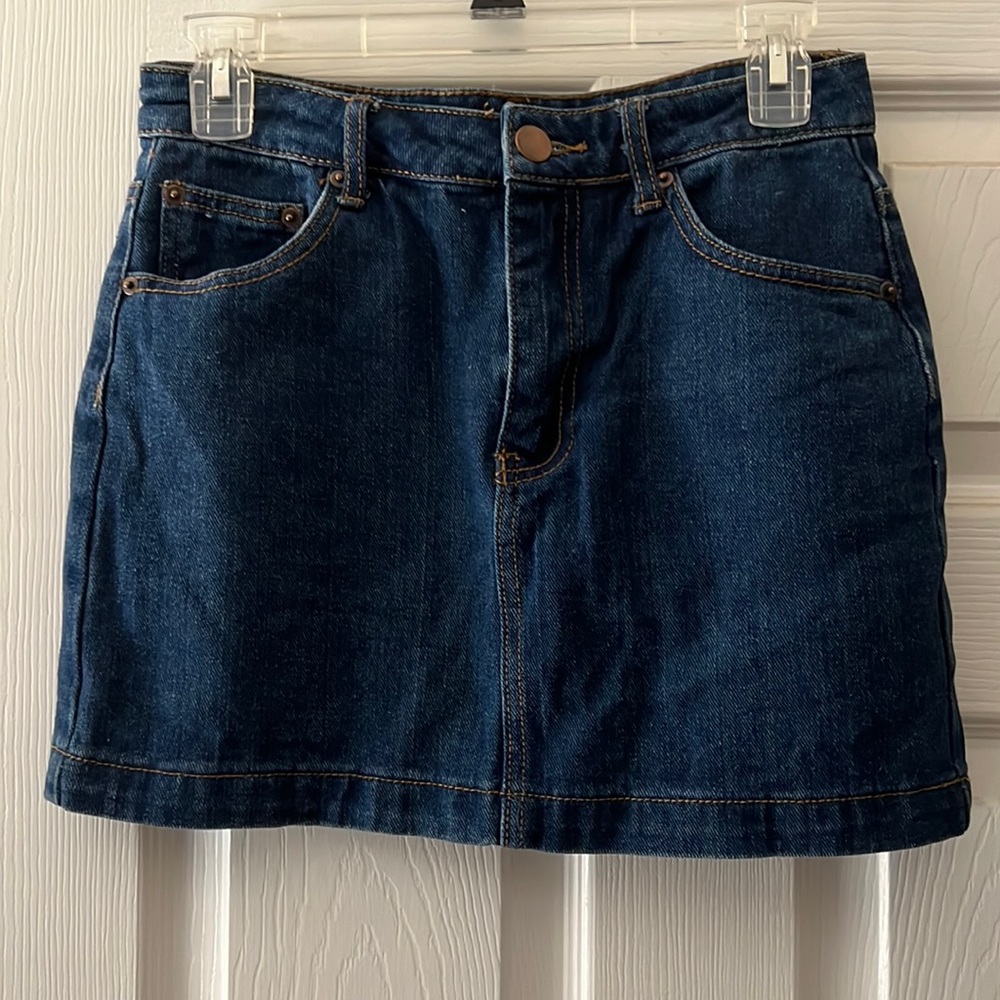 Dark Midi Denim High Waisted Skirt